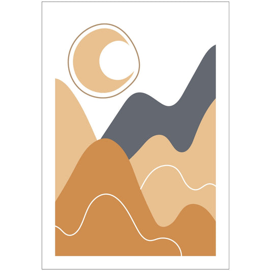 Dette kunstverket er inspirert av moderne minimalistisk design med innslag av naturlige former og fargetoner, perfekt for deg som ønsker å skape en varm og innbydende atmosfære. 