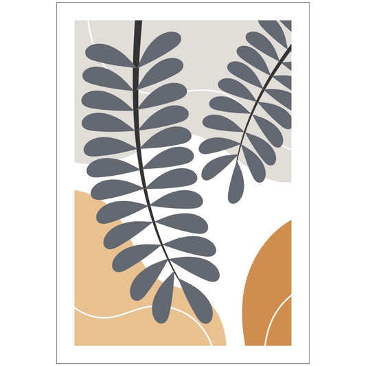 Dette kunstverket er inspirert av moderne minimalistisk design med innslag av naturlige former og fargetoner, perfekt for deg som ønsker å skape en varm og innbydende atmosfære. 