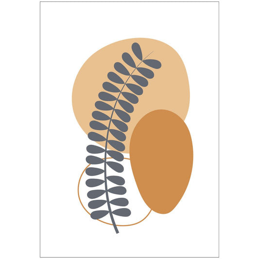 Dette kunstverket er inspirert av moderne minimalistisk design med innslag av naturlige former og fargetoner, perfekt for deg som ønsker å skape en varm og innbydende atmosfære. 