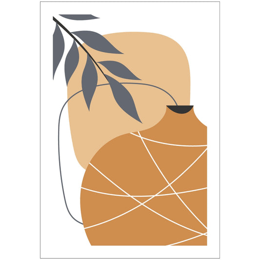 Dette kunstverket er inspirert av moderne minimalistisk design med innslag av naturlige former og fargetoner, perfekt for deg som ønsker å skape en varm og innbydende atmosfære. 