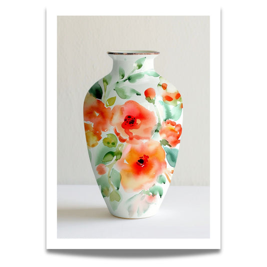 Fyll hjemmet ditt med skjønnhet og eleganse med vår "Blomstervase Akvarell". Dette unike kunstverket er inspirert av naturens levende farger og delikate blomsterdetaljer. 