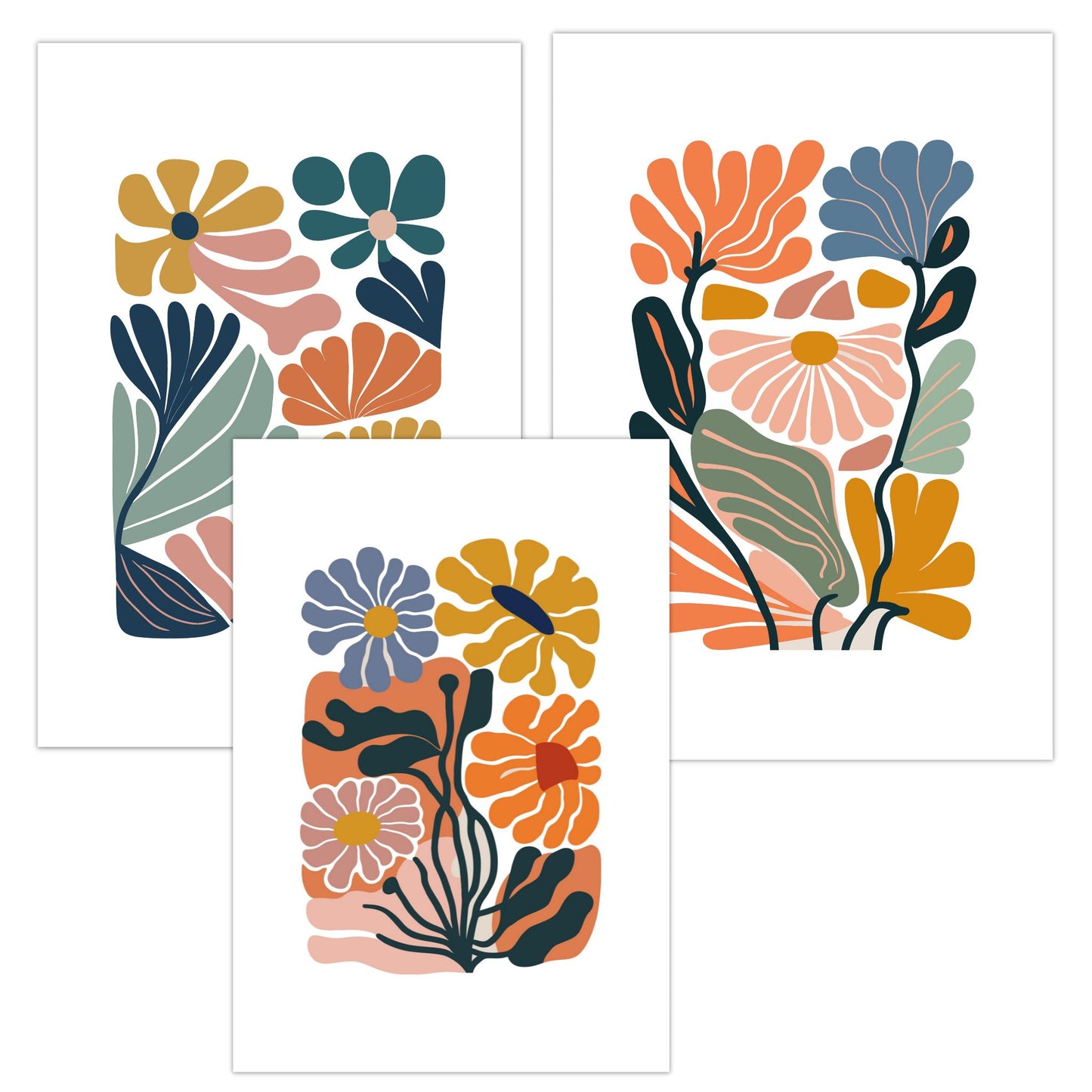 Denne serien består av 3 dekorative grafiske motiver i abstrakt botansik mønster. Fargepaletten går i grønn, gul, lys grønn, oransje, mellomblå, rust, gammelrosa og hvit bakgrunn. 