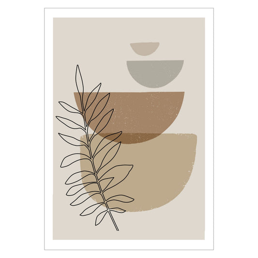 Brown Modern Art - abstrakt motiv i brune nyanser som plakat og lerret. Plakaten har en hvit kant som gir dybde og fremhever motivet. 