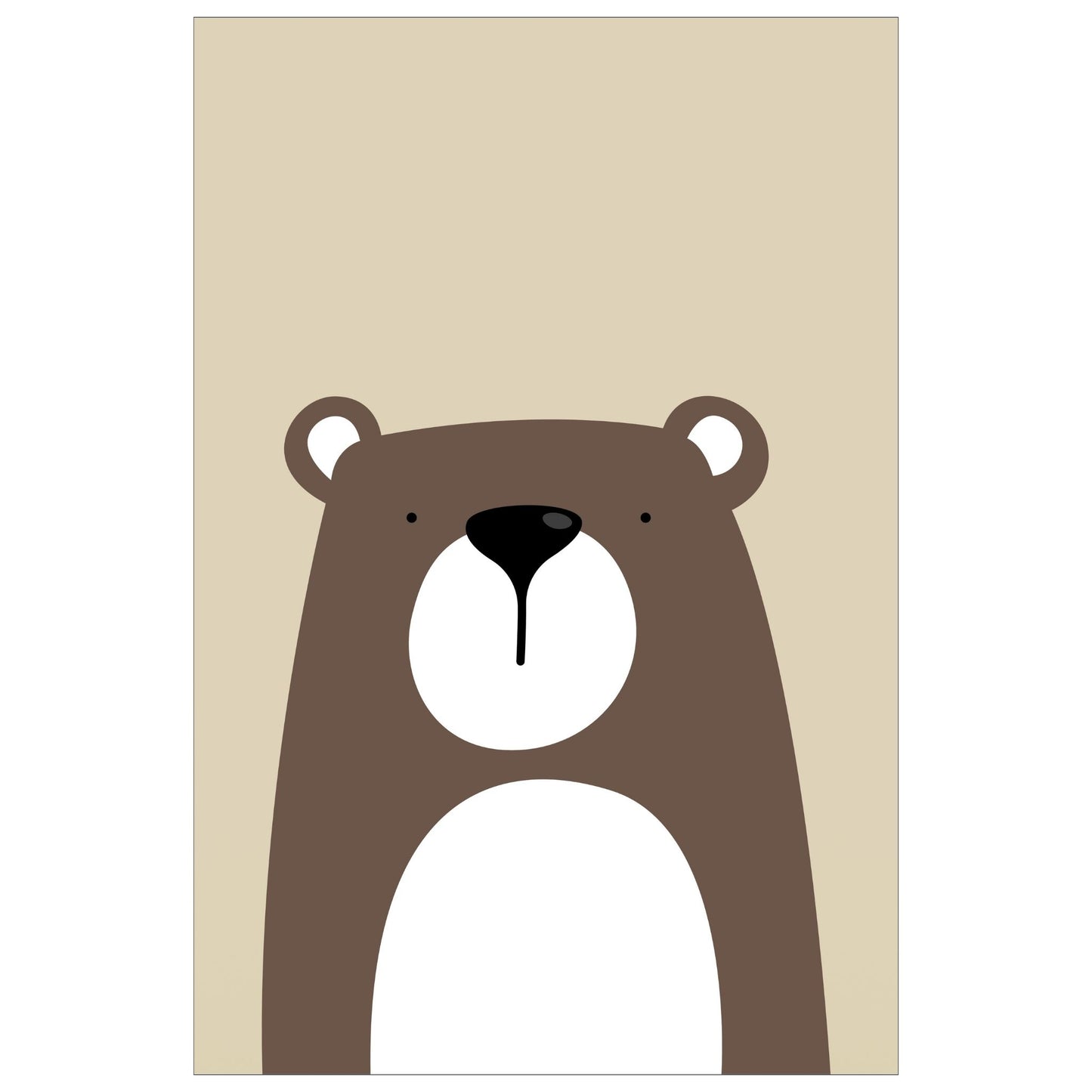 Cartoon Animal. Grafisk plakat for barnerommet. Brun bjørn på beige bakgrunn.