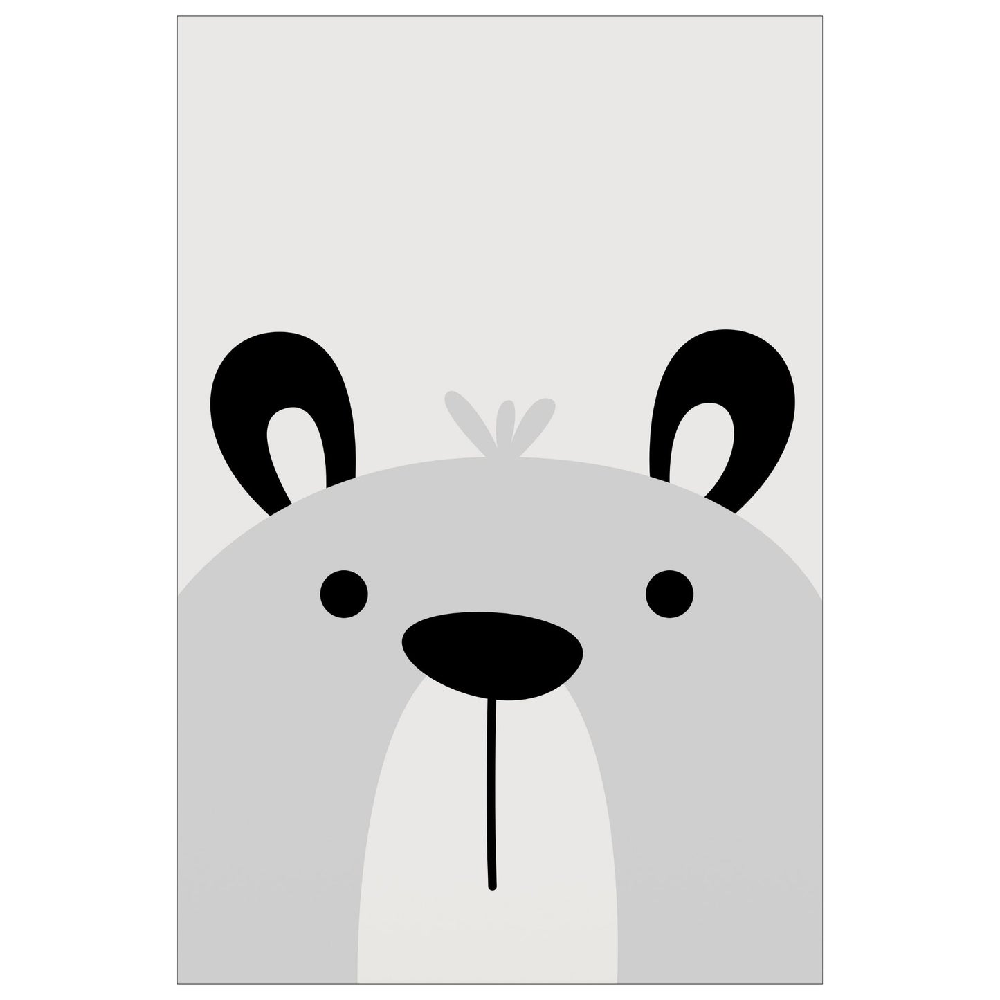 Cartoon Animal. Grafisk plakat for barnerommet. Grå bjørn på lys grå bakgrunn.