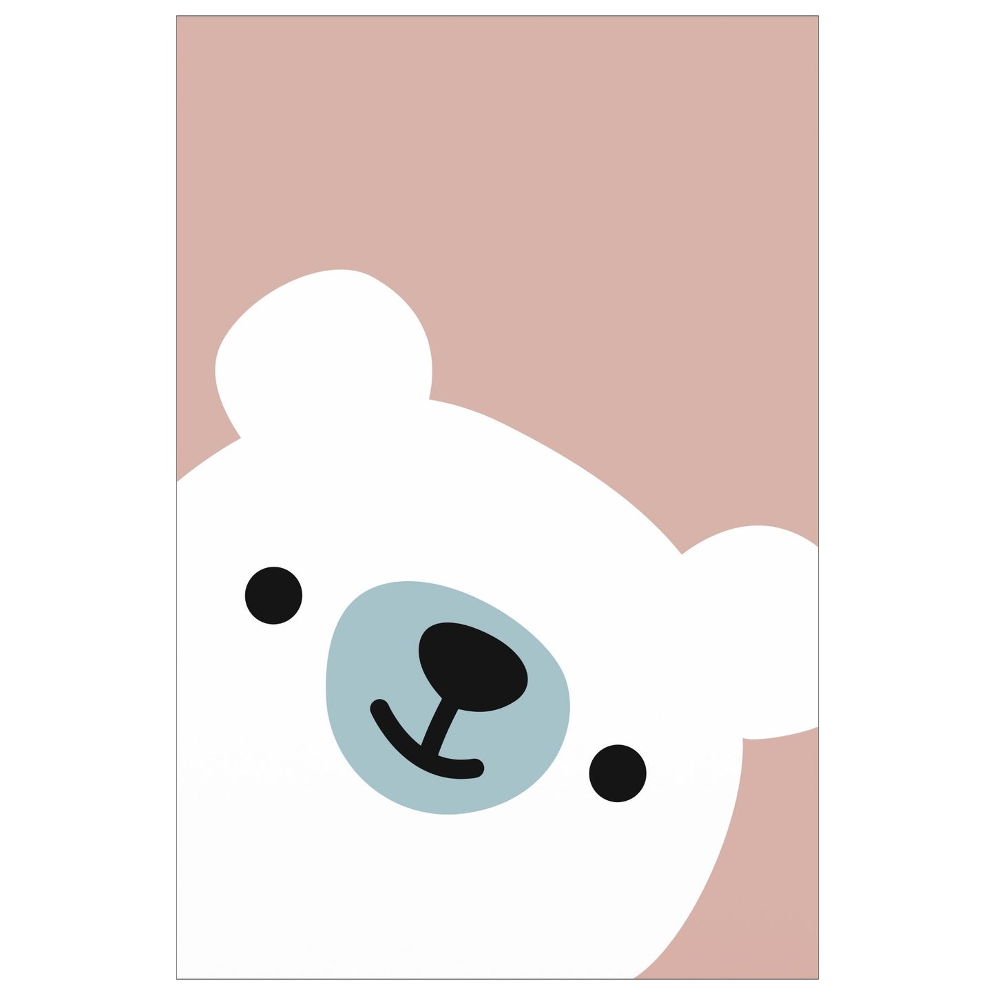Cartoon Animal. Grafisk plakat for barnerommet.  Hvit bjørn på gammelrosa bakgrunn.