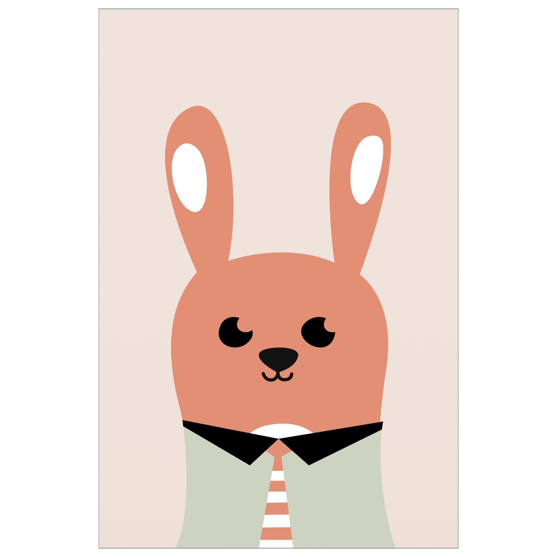 Cartoon Animal. Grafisk plakat for barnerommet. Oransje kanin på beige bakgrunn.