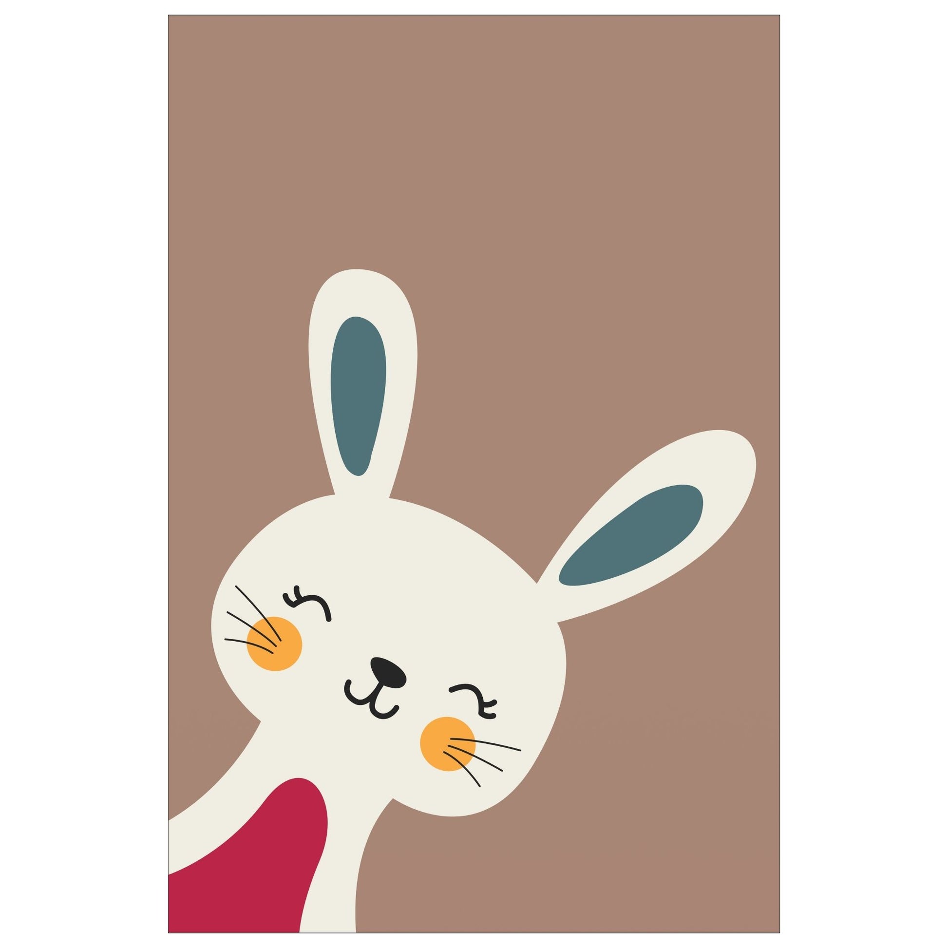 Cartoon Animal. Grafisk plakat for barnerommet. Beige kanin på lys brun bakgrunn.