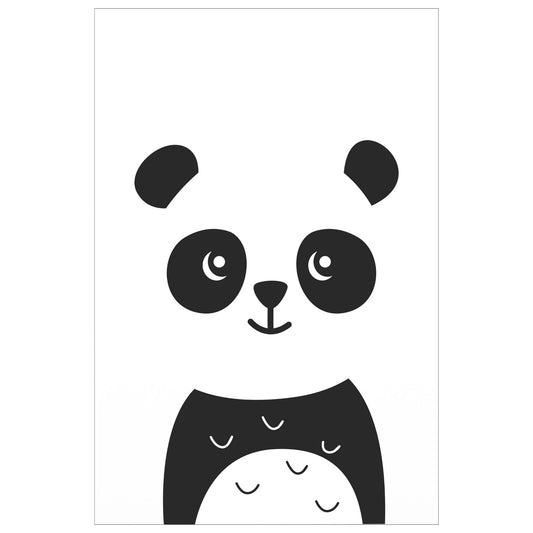 Cartoon Animal. Grafisk plakat for barnerommet. Hvit panda på hvit bakgrunn.