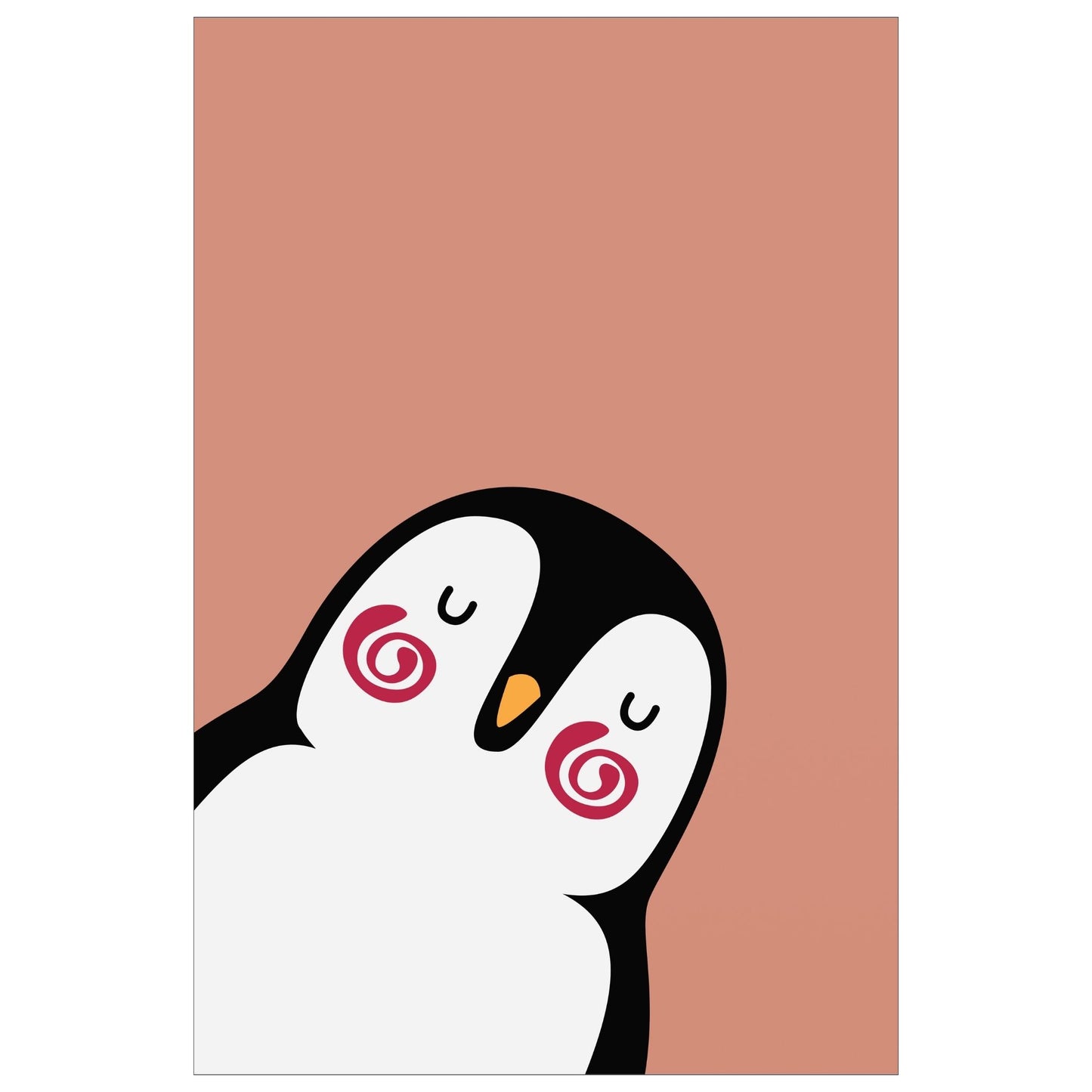Cartoon Animal. Grafisk plakat for barnerommet. Pingvin på mørk rosa bakgrunn. 