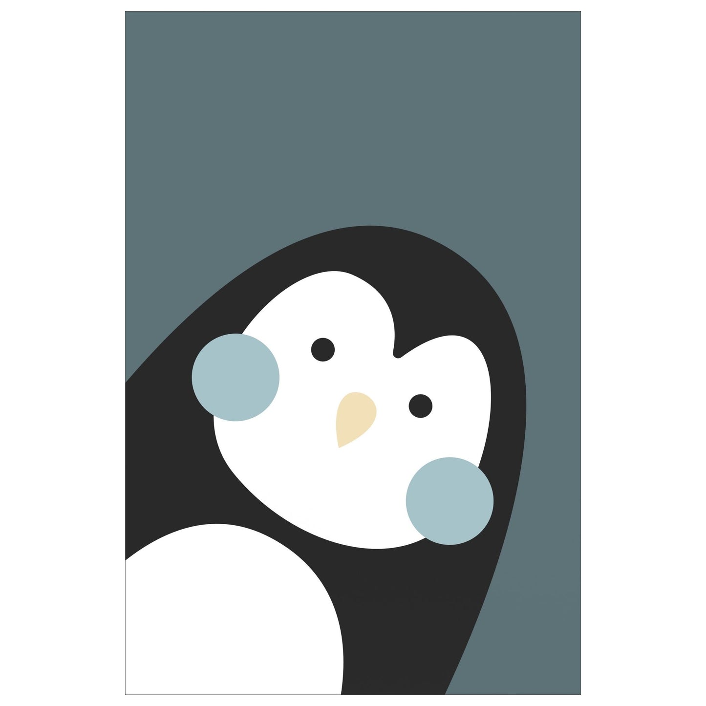 Cartoon Animal. Grafisk plakat for barnerommet. Pingvin på mørk grå bakgrunn. 