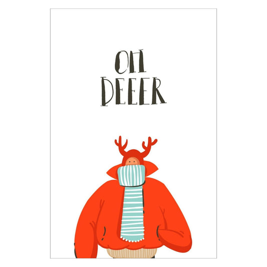 Minimalistisk cartoon julekort tegnet for hånd.  inngår i en pakke med 10 ulike kort.