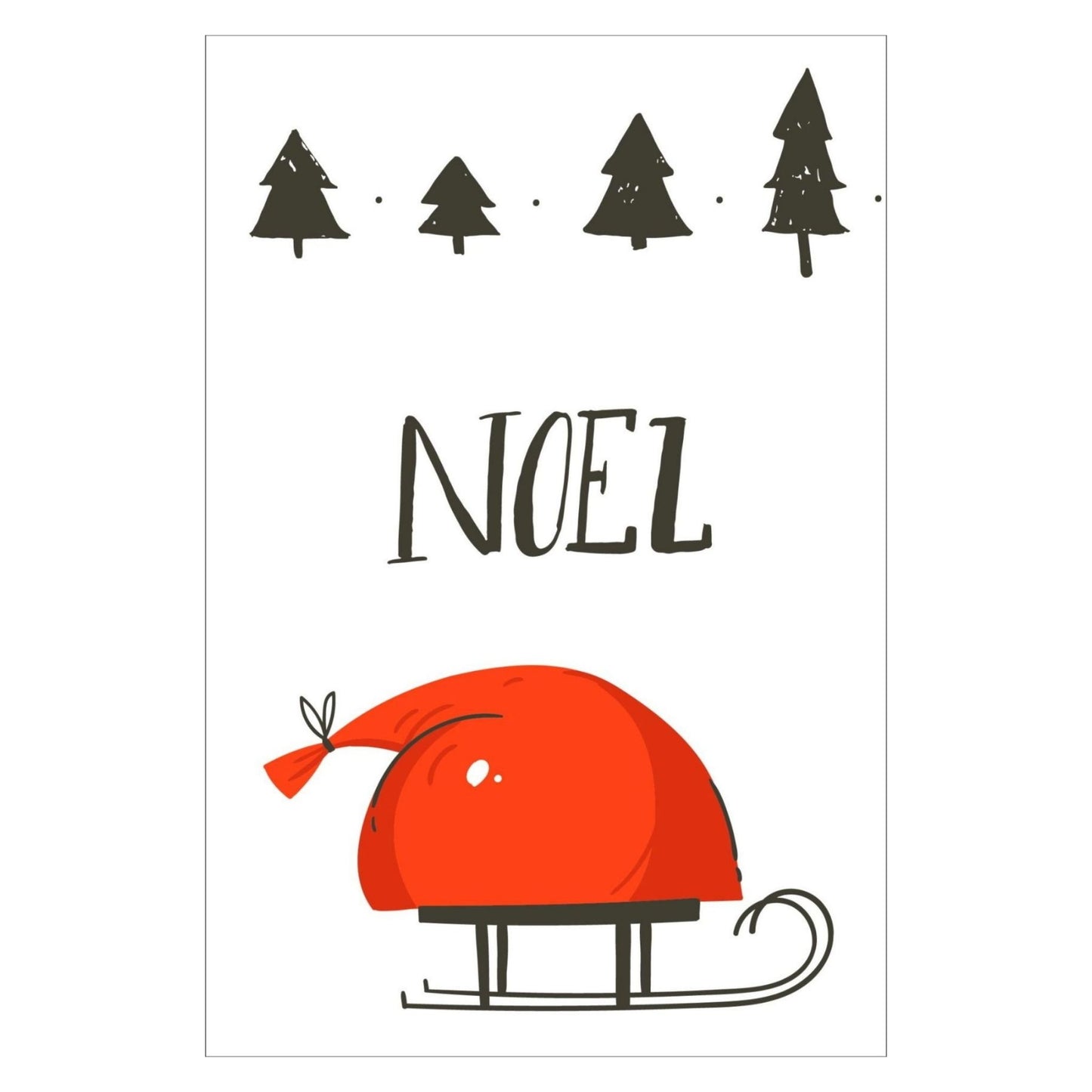 Minimalistisk cartoon julekort tegnet for hånd.  inngår i en pakke med 10 ulike kort.