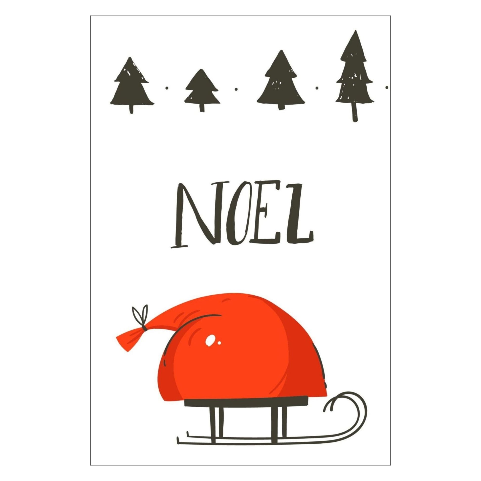 Minimalistisk cartoon julekort tegnet for hånd.  inngår i en pakke med 10 ulike kort.