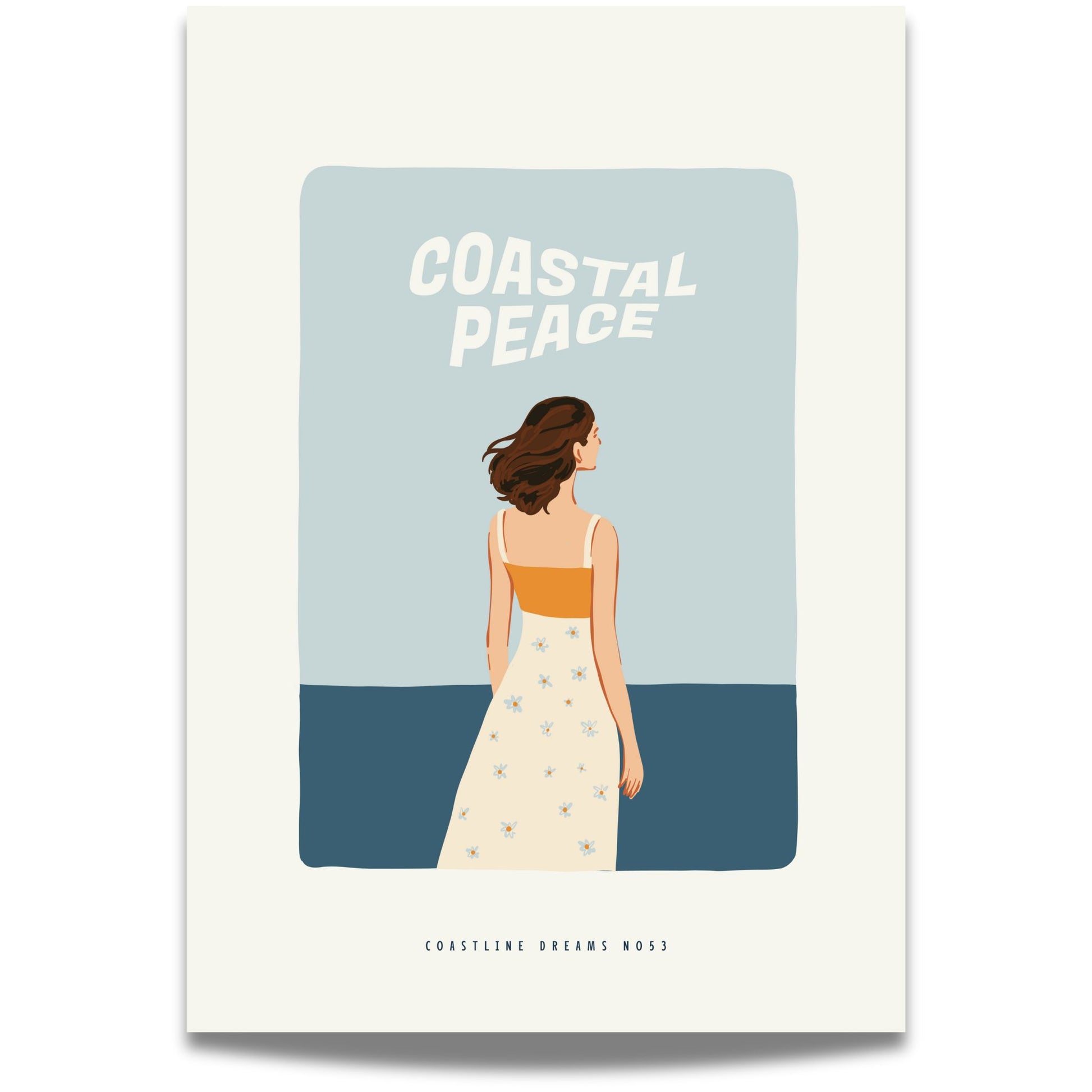Coastline Dreams No53 – Plakat
Et glass iskald sitrusdrikk pyntet med blomster står på stranden. Teksten Ocean Within – Endless Summer avslutter serien med smakfull og glad stemning.