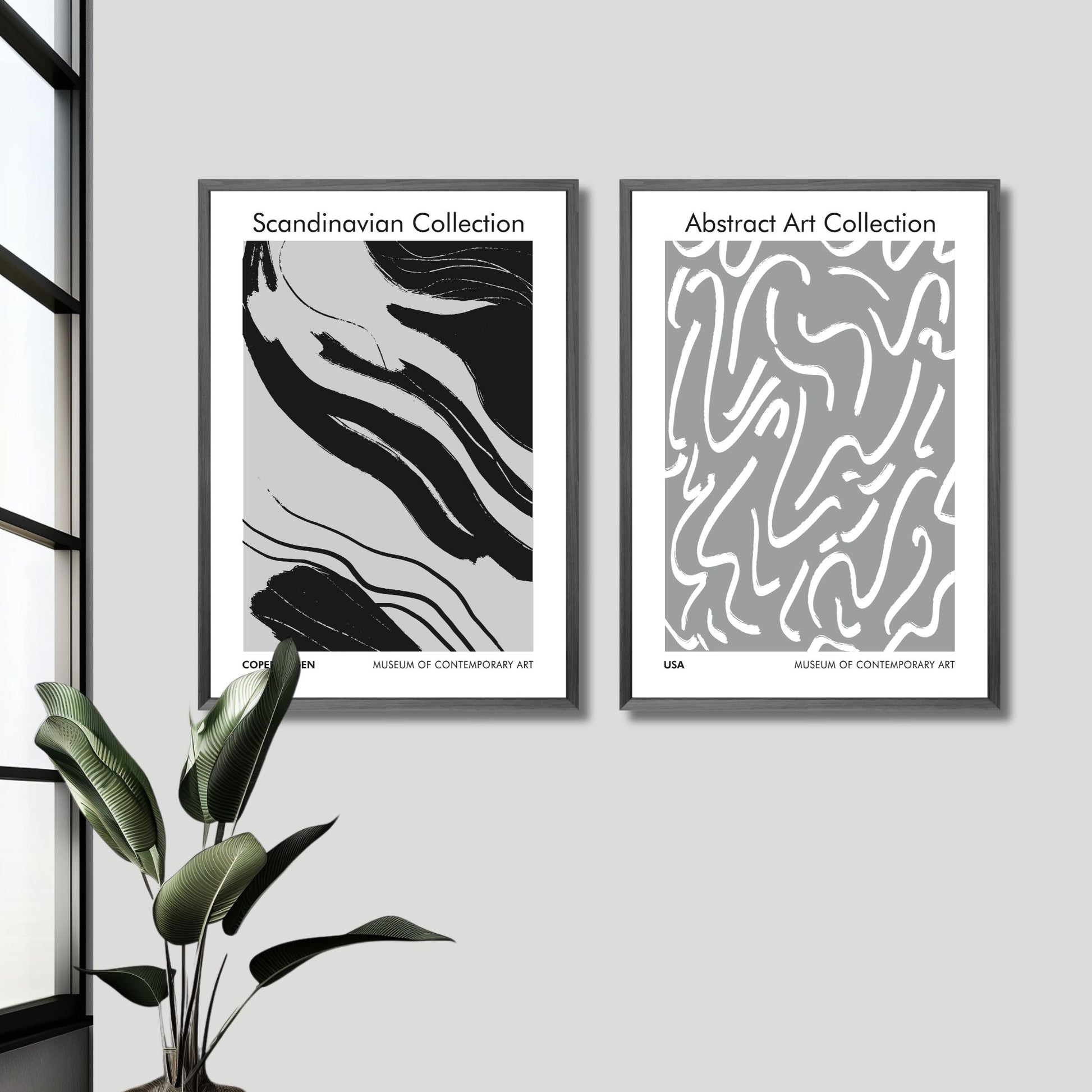 Denne grafiske plakaten i sort og grått - gir en subtil, og sterk visuell appell som vil komplementere en rekke innredningsstiler. Illustrasjonsfoto viser Contemporary Art No3 og No4.