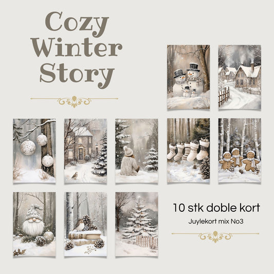 Cozy Winter Story – julekortkolleksjon mix No3. 10 stk. doble kort inkl. konvolutt