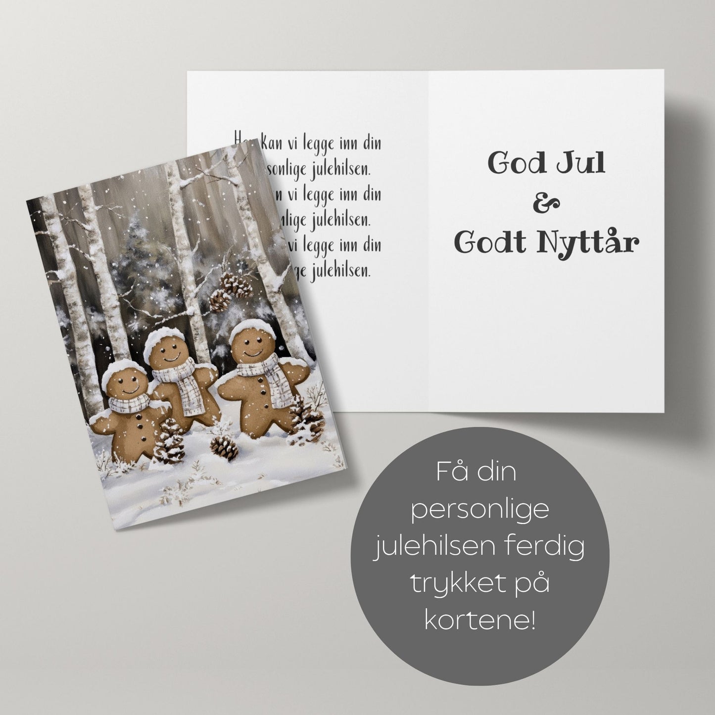 Cozy Winter Story – julekortkolleksjon mix No3. 10 stk. kort inkl. konvolutt. Med personlig hilsen.