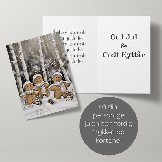 Cozy Winter Story – julekortkolleksjon mix No3. 10 stk. kort inkl. konvolutt. Med personlig hilsen.