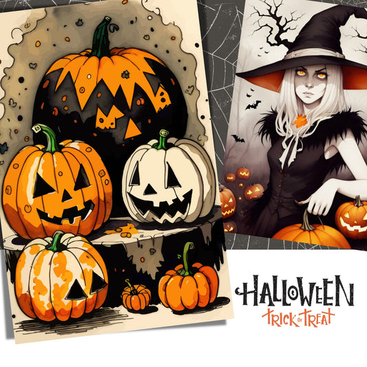 Gjør Halloween-feiringen ekstra spesiell med Creepy &amp; Cool Halloween-kortene – en 10-pakning med unike og skremmende kort i størrelsen 10x15 cm