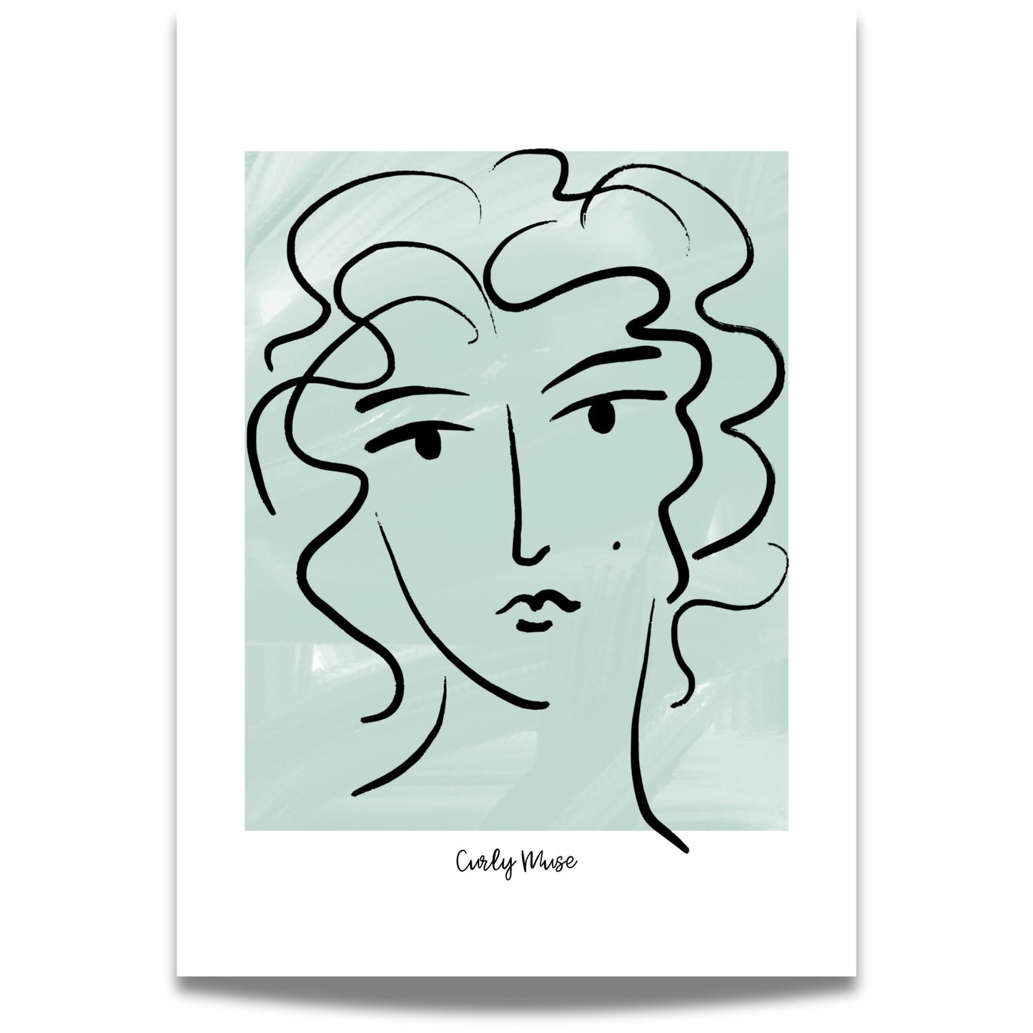 Løft rommet med en kunstnerisk vri med Curly Muse – Moderne Portrettplakat.