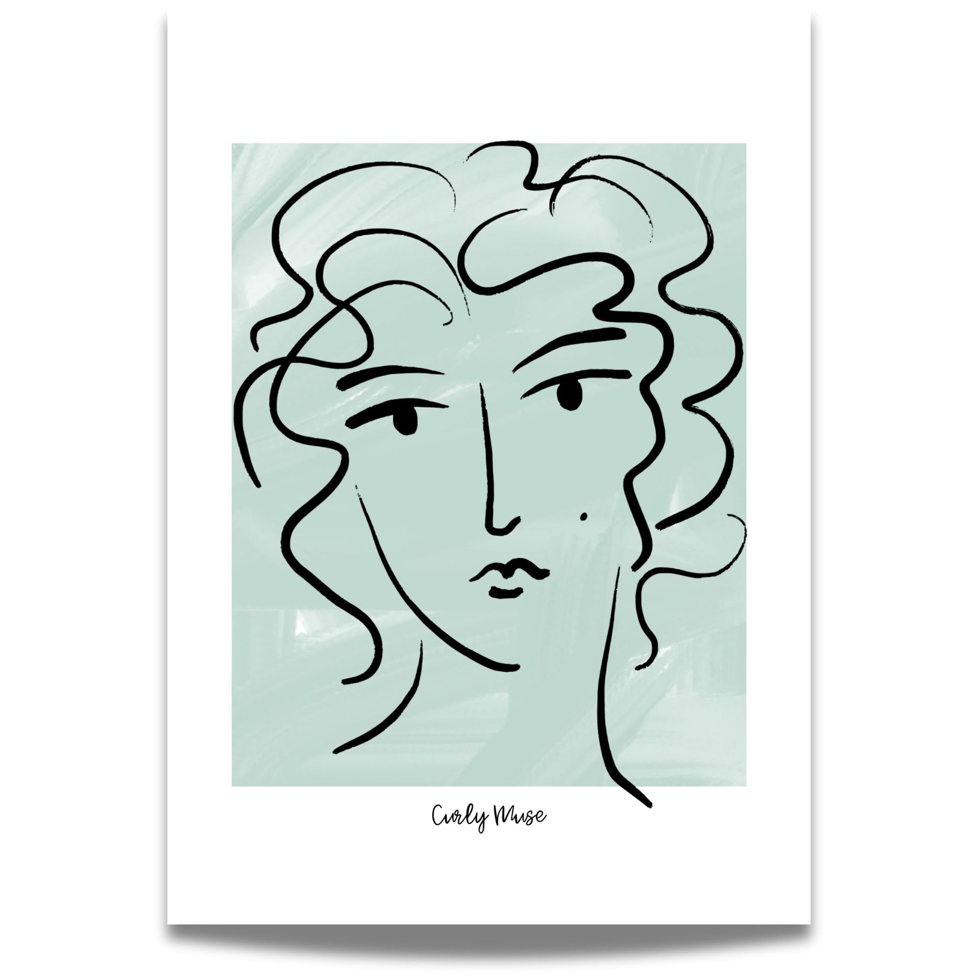Løft rommet med en kunstnerisk vri med Curly Muse – Moderne Portrettplakat.