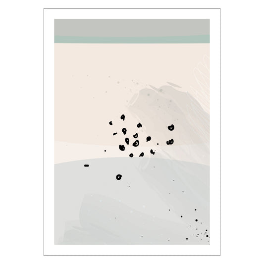 Dusty Green Collection No3, grafisk motiv i dus grønn, grå og beige. Plakat og lerret.