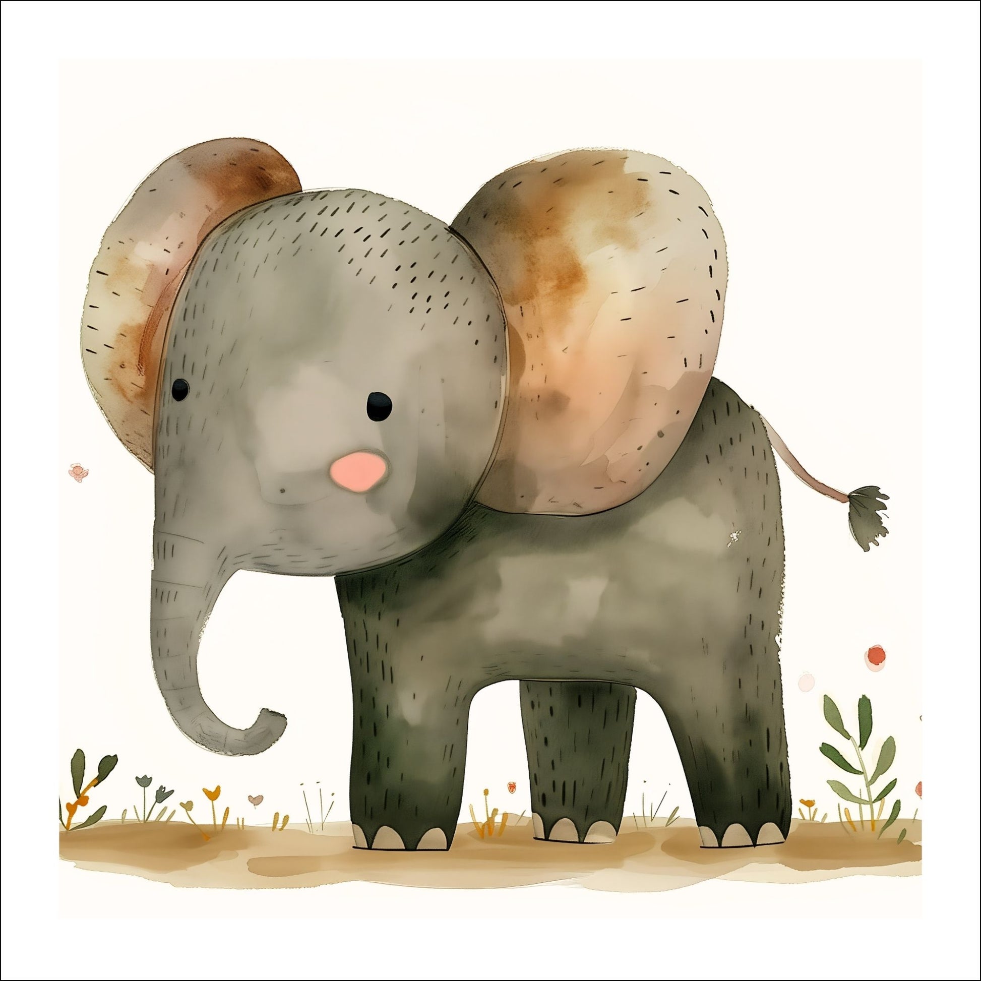 Elefant - Grafisk illustrasjon - barneplakat.
