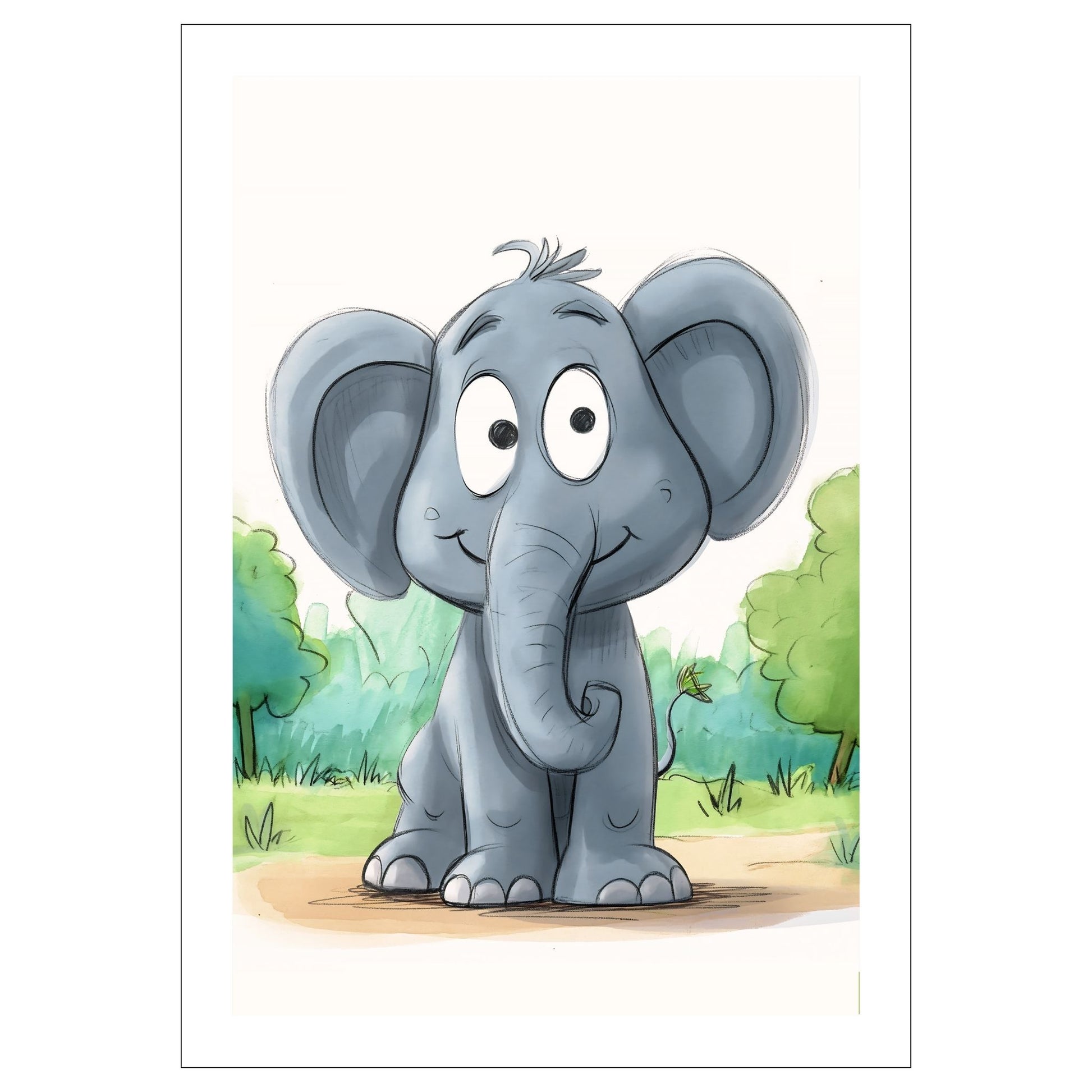 Elefant - Grafisk illustrasjon - barneplakat.