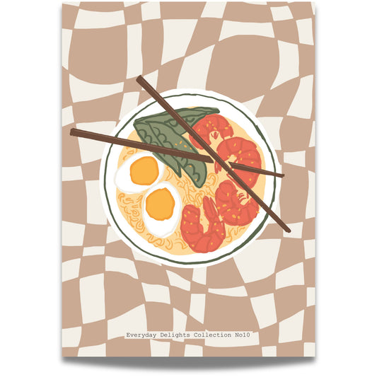 En leken frokostscene med egg, tomat og gaffel – retro og moderne i ett.