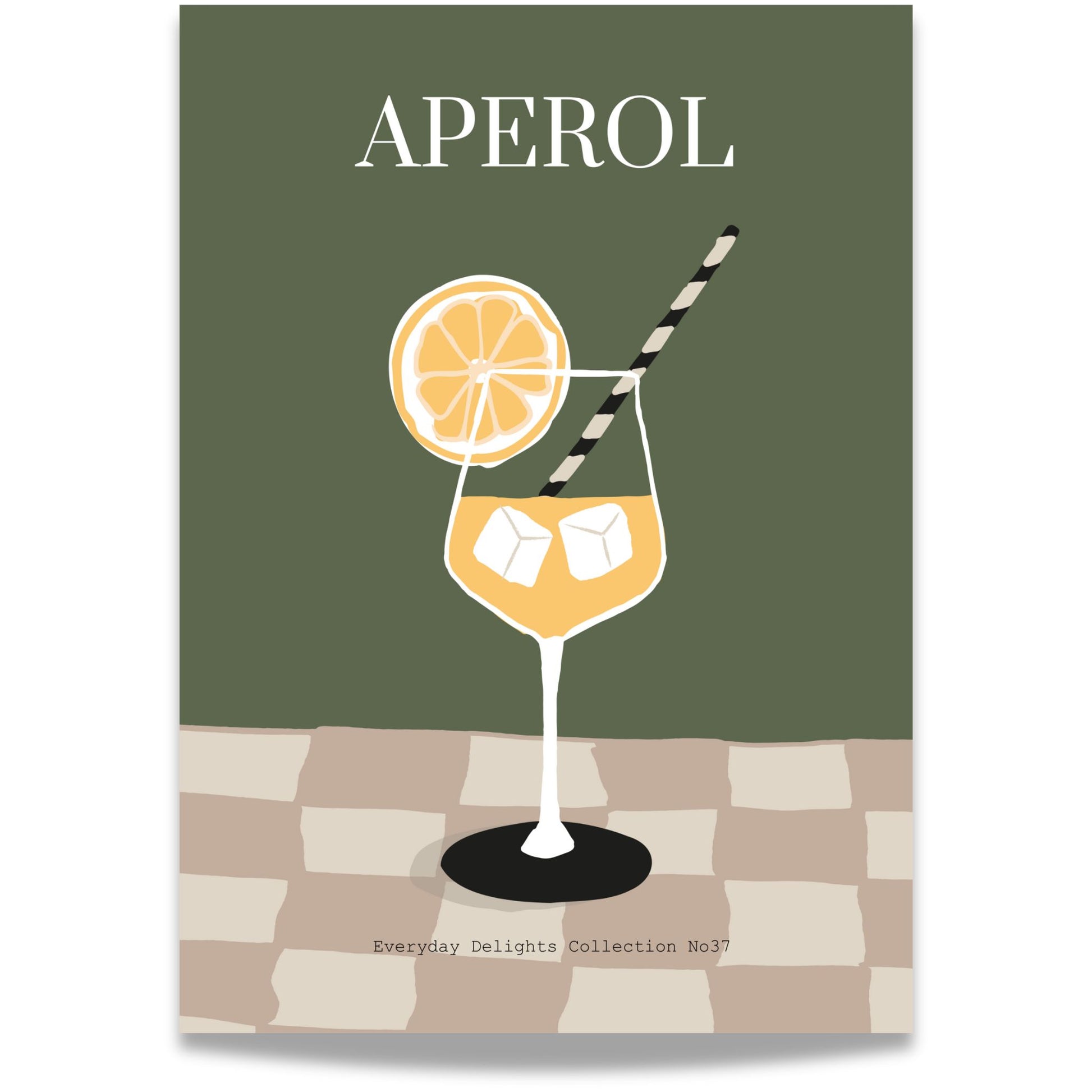 En moderne drinkillustrasjon med klare fargekontraster og elegant oppsett