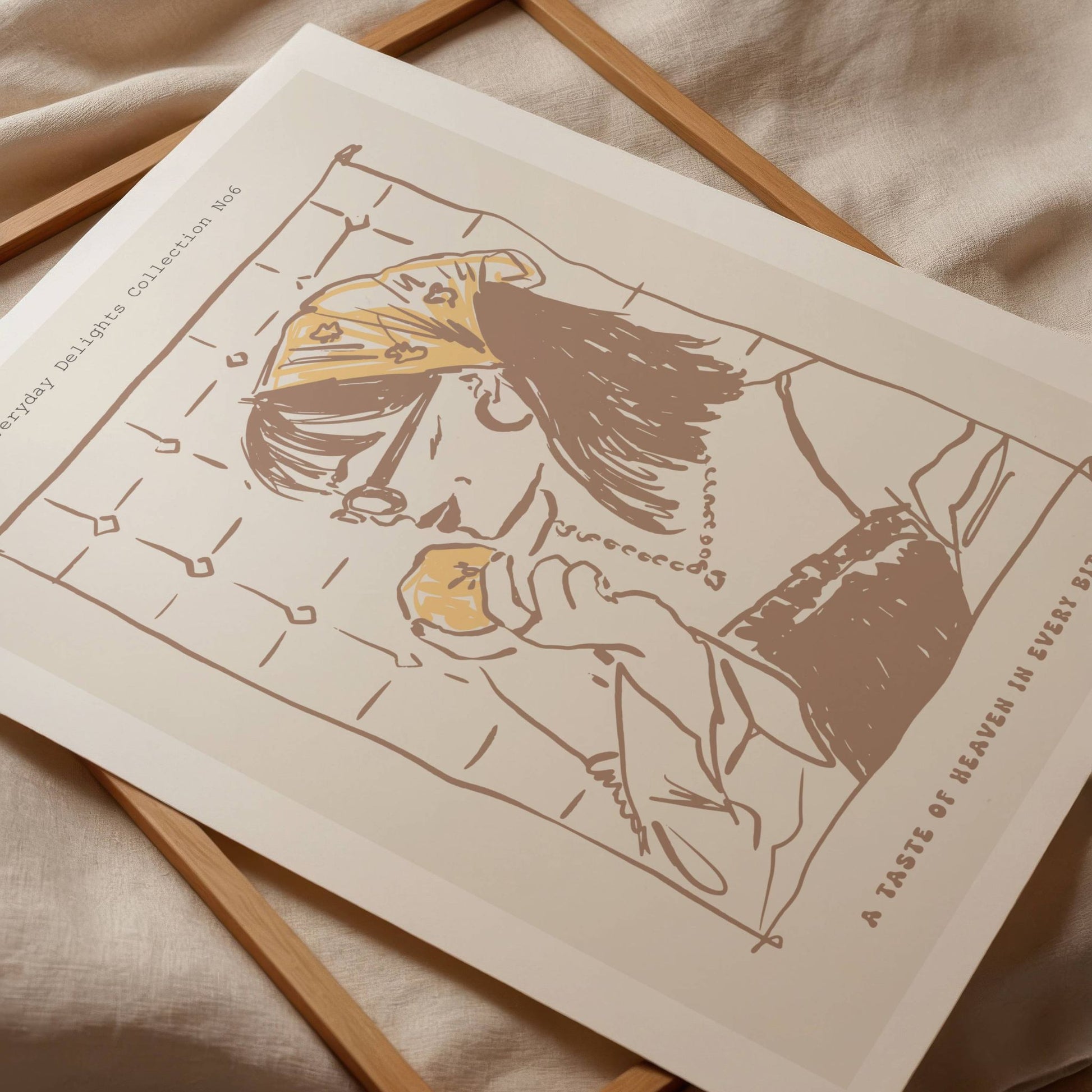 En grafisk plakat med motiv av en jente nyter en iskule – et varmt motiv som minner om enkle gleder og små pauser i hverdagen.