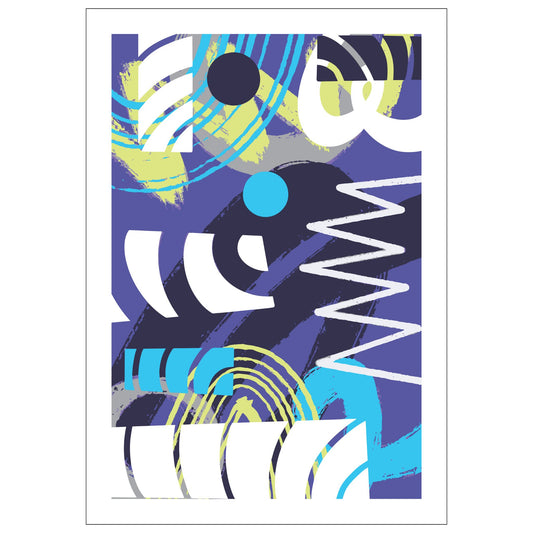 "Experimental Art" – Grafisk serie designet for å fange øyets. Med nyanser av lilla, mint, blått og hvitt, tilbyr denne serien en frisk og dynamisk estetikk som passer perfekt inn i moderne innredningsstiler.