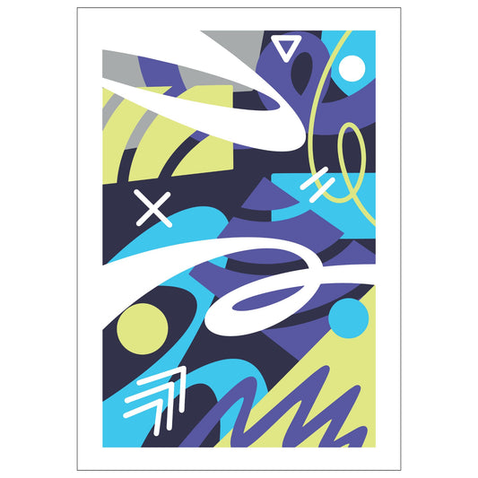 "Experimental Art" – Grafisk serie designet for å fange øyets. Med nyanser av lilla, mint, blått og hvitt, tilbyr denne serien en frisk og dynamisk estetikk som passer perfekt inn i moderne innredningsstiler.