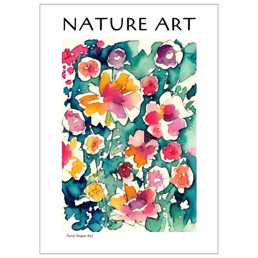 grafisk akvarell med abstrakte og fargerike blomstermotiver. 
