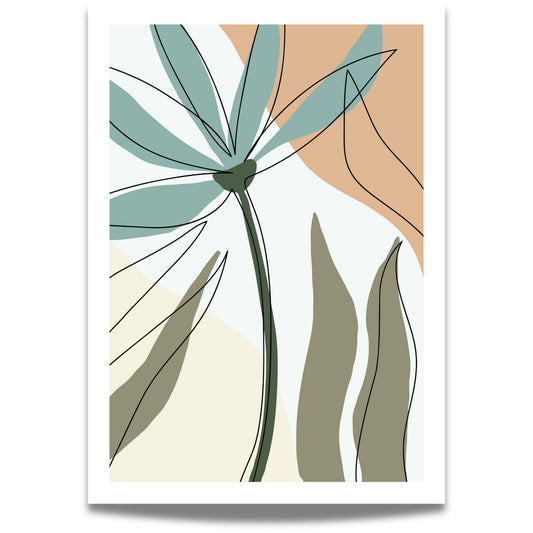 Funky Line Flora No3 kombinerer flytende linjer med botaniske elementer i en subtil og kunstnerisk komposisjon.