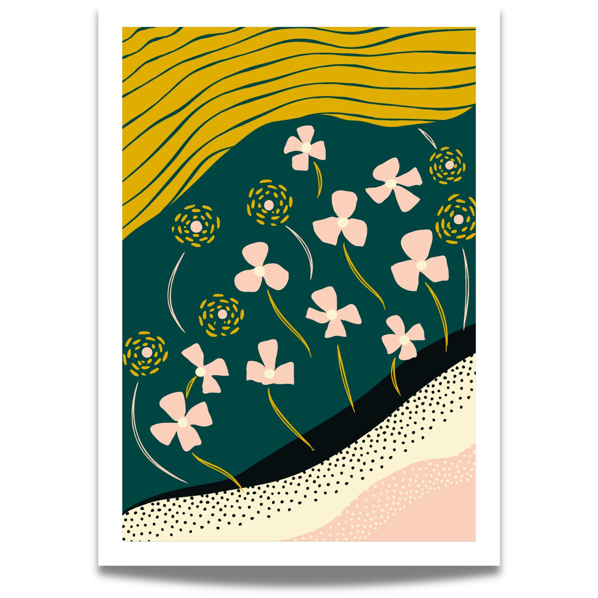 Floral Groove Collection No4 – plakat er en del av en fargerik og moderne serie inspirert av stilisert botanikk og abstrakte former.