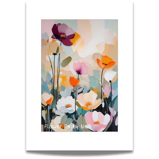 Dette kunstverket kombinerer myke pastellfarger med stiliserte blomster og en beroligende fargepalett. 