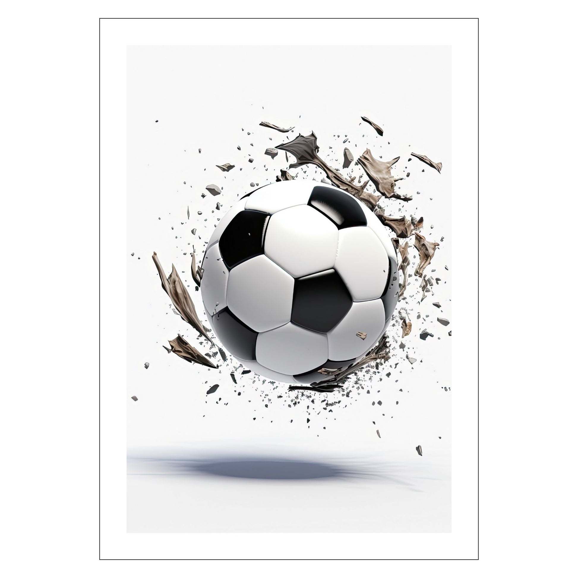 Grafisk motiv av en fotball med sølepytt. Fås som plakat og på lerret.