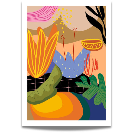 Funky Flora Fargerike Plakat er en leken og energisk plakatserie som hyller farger, former og kreativ frihet. 