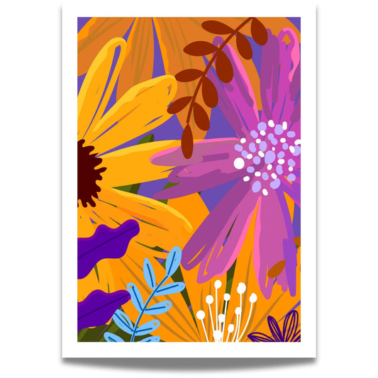 Funky Flora Fargerike Plakat er en leken og energisk plakatserie som hyller farger, former og kreativ frihet. 