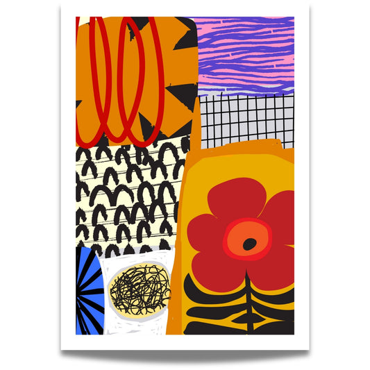 Funky Flora Fargerike Plakat er en leken og energisk plakatserie som hyller farger, former og kreativ frihet. 