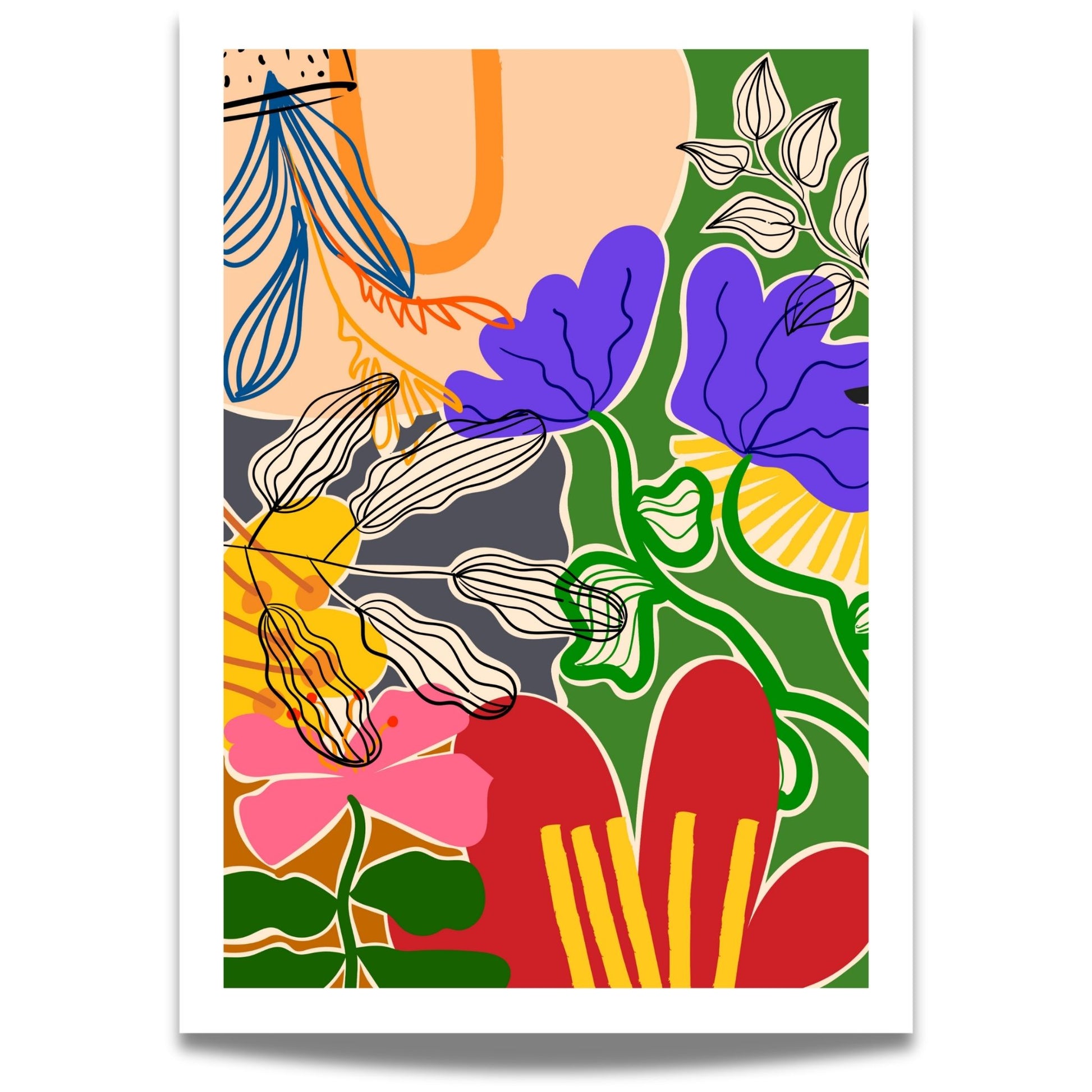 Funky Flora Fargerike Plakat er en leken og energisk plakatserie som hyller farger, former og kreativ frihet.  