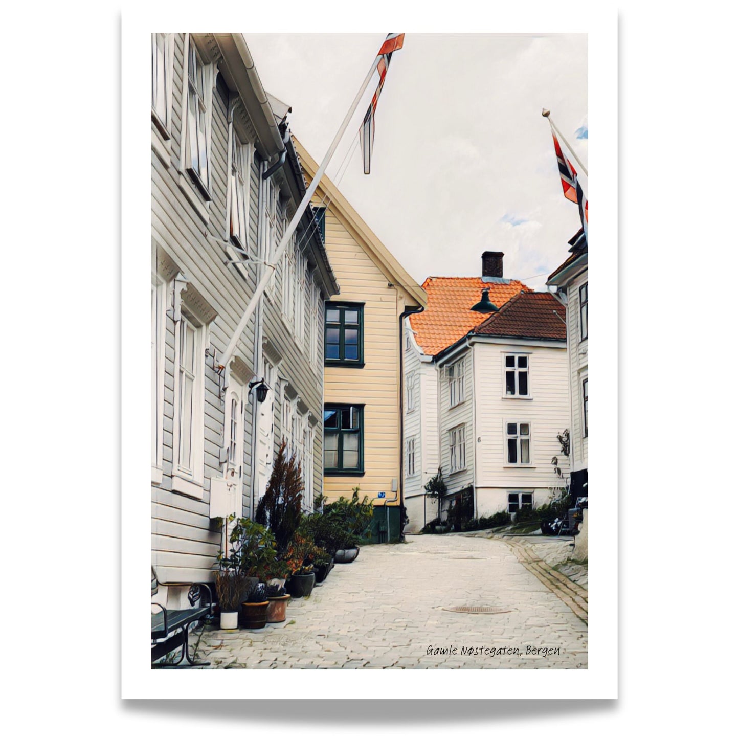 Gamle Nøstegaten på Sydnes byr på en rolig og stemningsfull atmosfære, med sine smale gater og karakteristiske trehus.