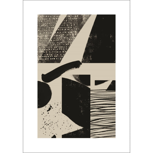 Geometric Art Shapes plakat kombinerer abstrakte geometriske former med minimalistiske linjer og dynamiske mønstre.  
