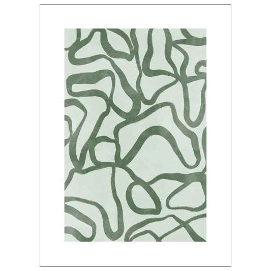 Green Abstract plakat. Med sine beroligende grønne toner og sofistikerte design, tilfører denne plakaten en følelse av ro og harmoni til ethvert rom. 