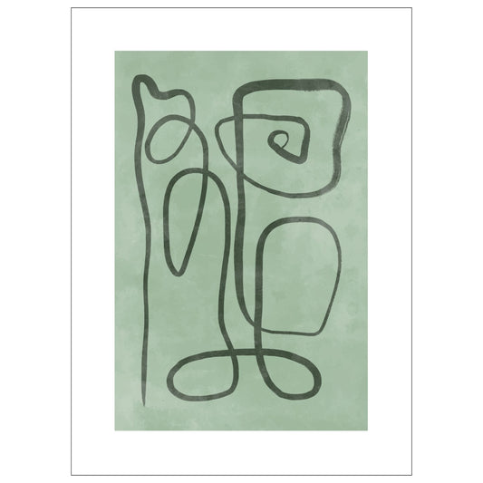 Green Abstract plakat. Med sine beroligende grønne toner og sofistikerte design, tilfører denne plakaten en følelse av ro og harmoni til ethvert rom. 