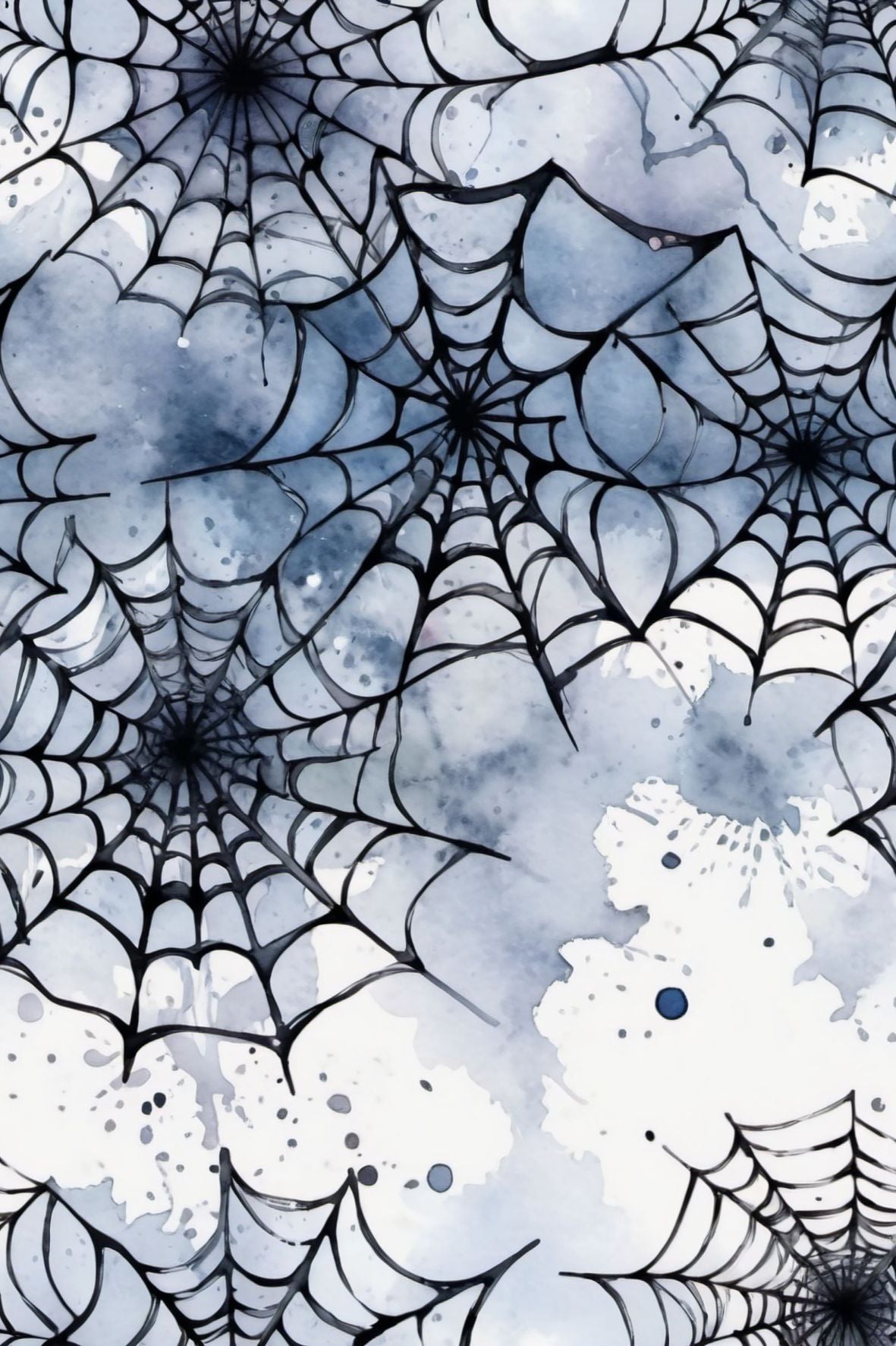 Halloweenkort laget i akvarellstil med en magisk balanse mellom det skumle og det vakre, inspirert av høstens mørke fargetoner og ikoniske Halloween-symboler.