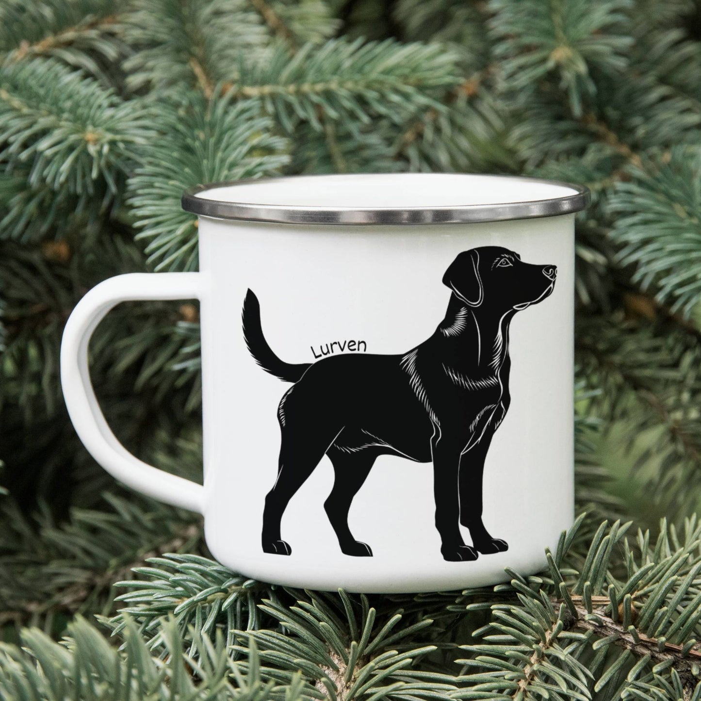 Jaktkrus No7 har motiv av labrador retriever. 
