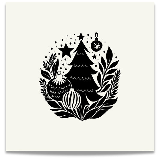Denne plakaten er perfekt for å tilføre et snev av juleglede til ethvert rom. Med sitt unike svart-hvitt-design, fremhever den vakre detaljer av juletrær, dekorasjoner og nordiske naturmotiver, noe som skaper en tidløs og elegant juleatmosfære.